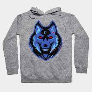 blue wolf with red eyes Hoodie